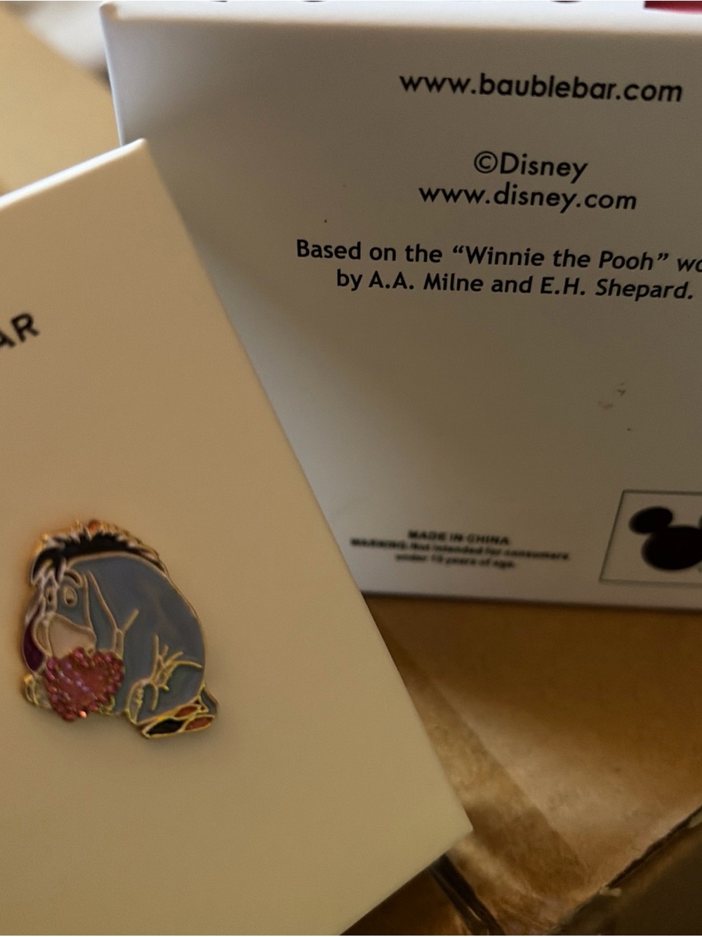Disney x BaubleBar Eeyore Pink Heart Stud Earrings New-In-Box - Picture 5 of 5
